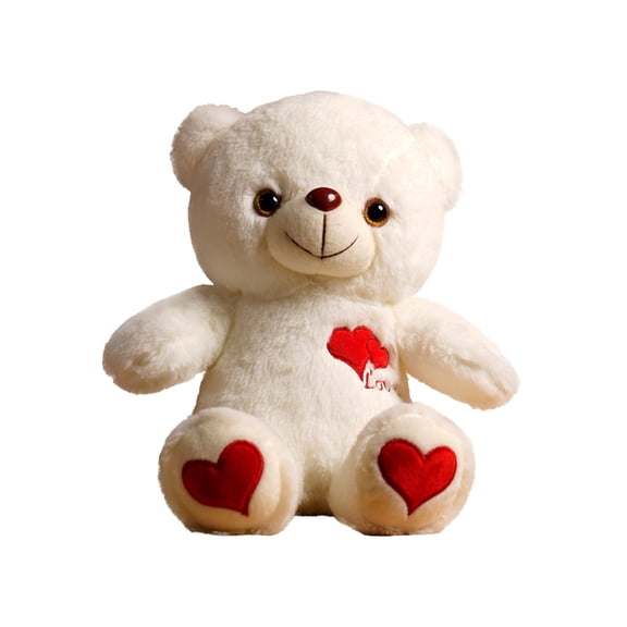 white Dual Heart Led Light Up Bear Plush Toy Color Changing Night Light Stuffed Animal For Kids Room Decor Gift