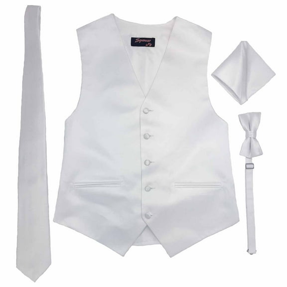 white Men's Satin Vest Spencer J's - S