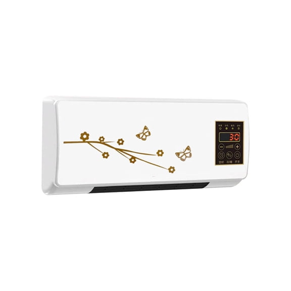 white Wall Mounted Heater And Cooler Fan With Remote Control For Home Office Indoor Use 2000W Heating Cooling Energy Saving Wide Angle Oscillation 22 X 4.5 X 9.4 Inches 4.26 Lbs