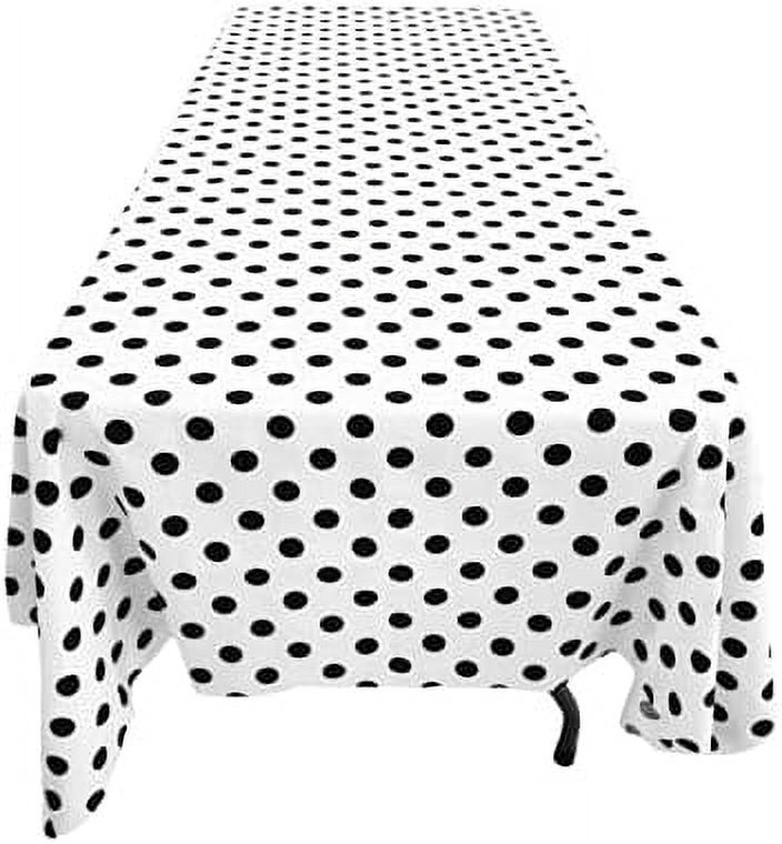 white and black polka dot square tablecloth 45"x45"