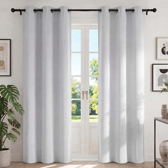 Blackout Curtains for Bedroom, Thermal Insulated Blackout Curtain 2 Panels 42x84 inch, Black Drapes with Grommets, Noise Reducing Energy Saving & Wrinkle-Free Drapes for Living Room,White