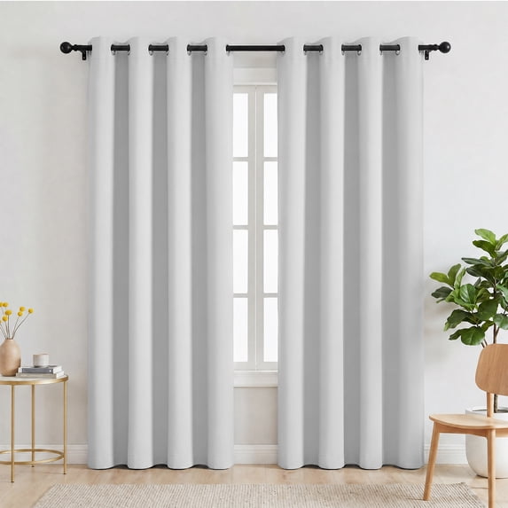 Greyish White Blackout Curtains, 52 x 84 inch Drapes Set of 2 Panels, Thermal Insulated Room Darkening Curtains for Bedroom Living Room, Privacy Protection&Noise Reduce