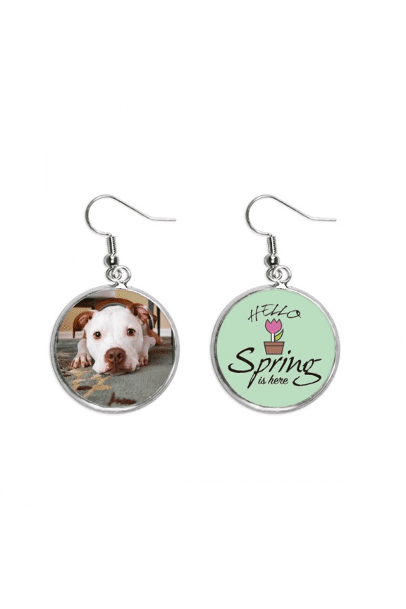 white bulldog pet animal picture decoration dangle season sp earring jewelry