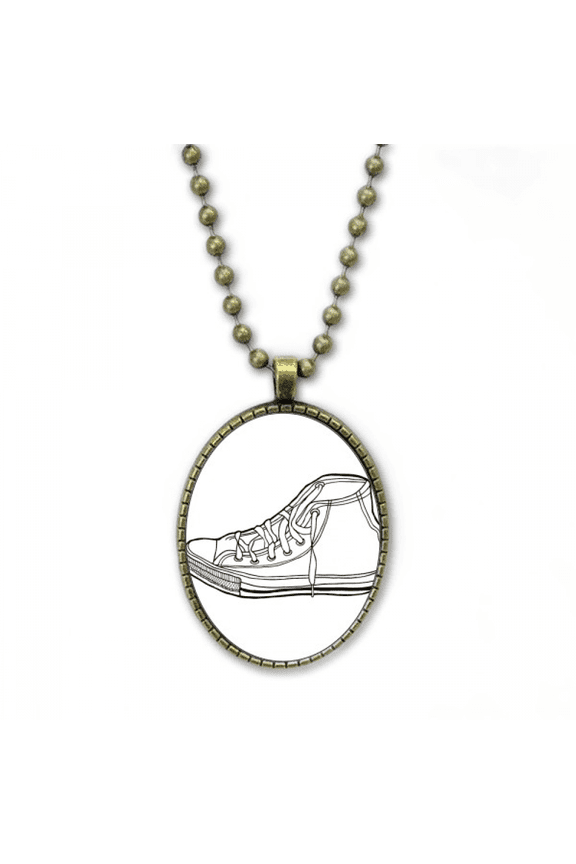 white canvas shoes hand painted pattern necklace vintage chain bead pendant jewelry collection
