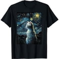 thumbnail image 1 of white cat Painting art Starry Night kitty kitten Van Gogh T-Shirt, 1 of 5