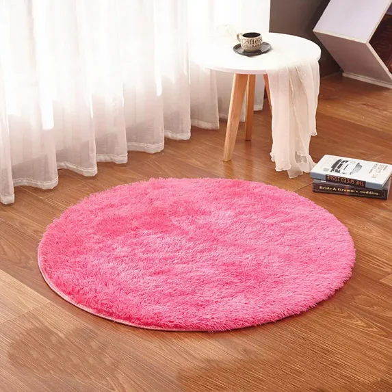 white color Round Rug Carpet Living Room Carpet Kids Room Rugs Soft and Fluffy Warm, custom size, diameter 60,80,100,160cm (watermelon red,diameter 40 cm)