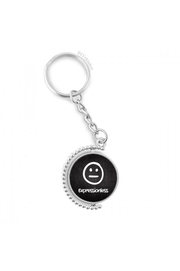 white expressionless cute chat happy rotatable keyholder disc accessories chain clip