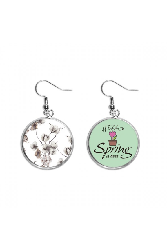 white flowers drawing art decoration dangle season sp earring jewelry