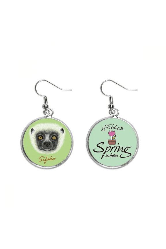 white fluffy sifaka monkey animal decoration dangle season sp earring jewelry