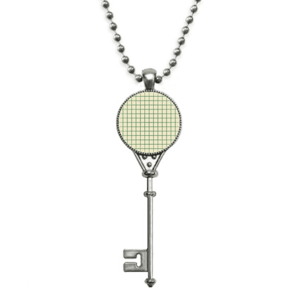 white green grid decorative pattern pendant vintage necklsilver key jewelry