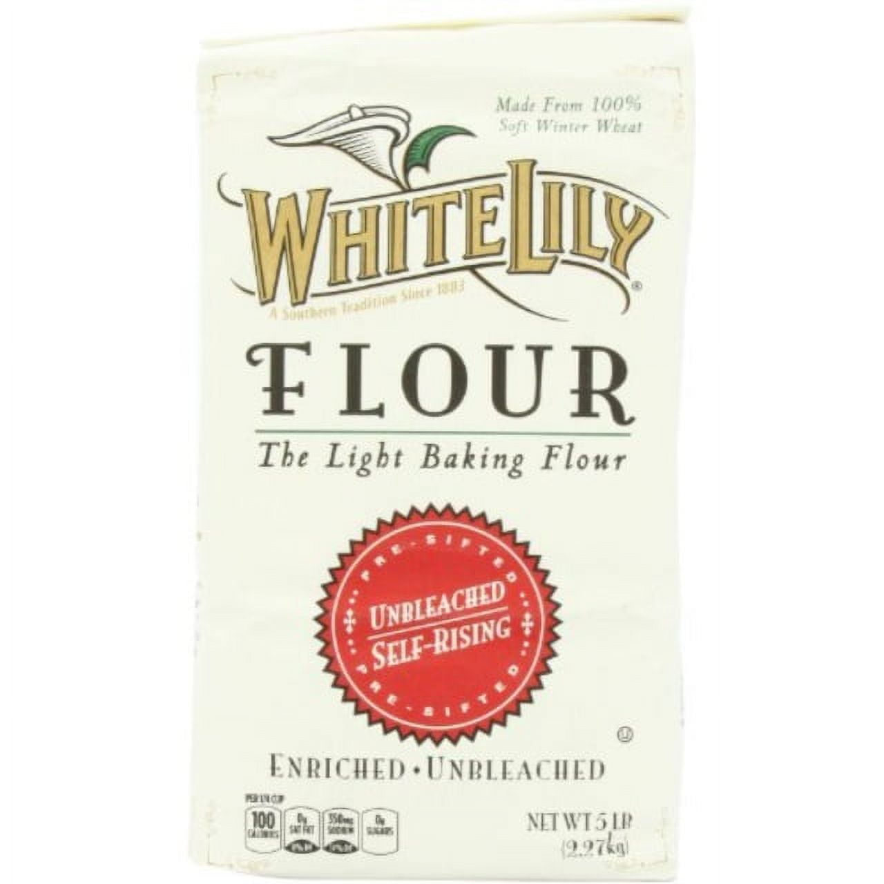white lily unbleached self rising flour, 5lb bag