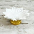 thumbnail image 1 of white marble lotus shape fruit bowl/ snacks bowl/ urli / home décor with metal stand, 6", 1 of 2