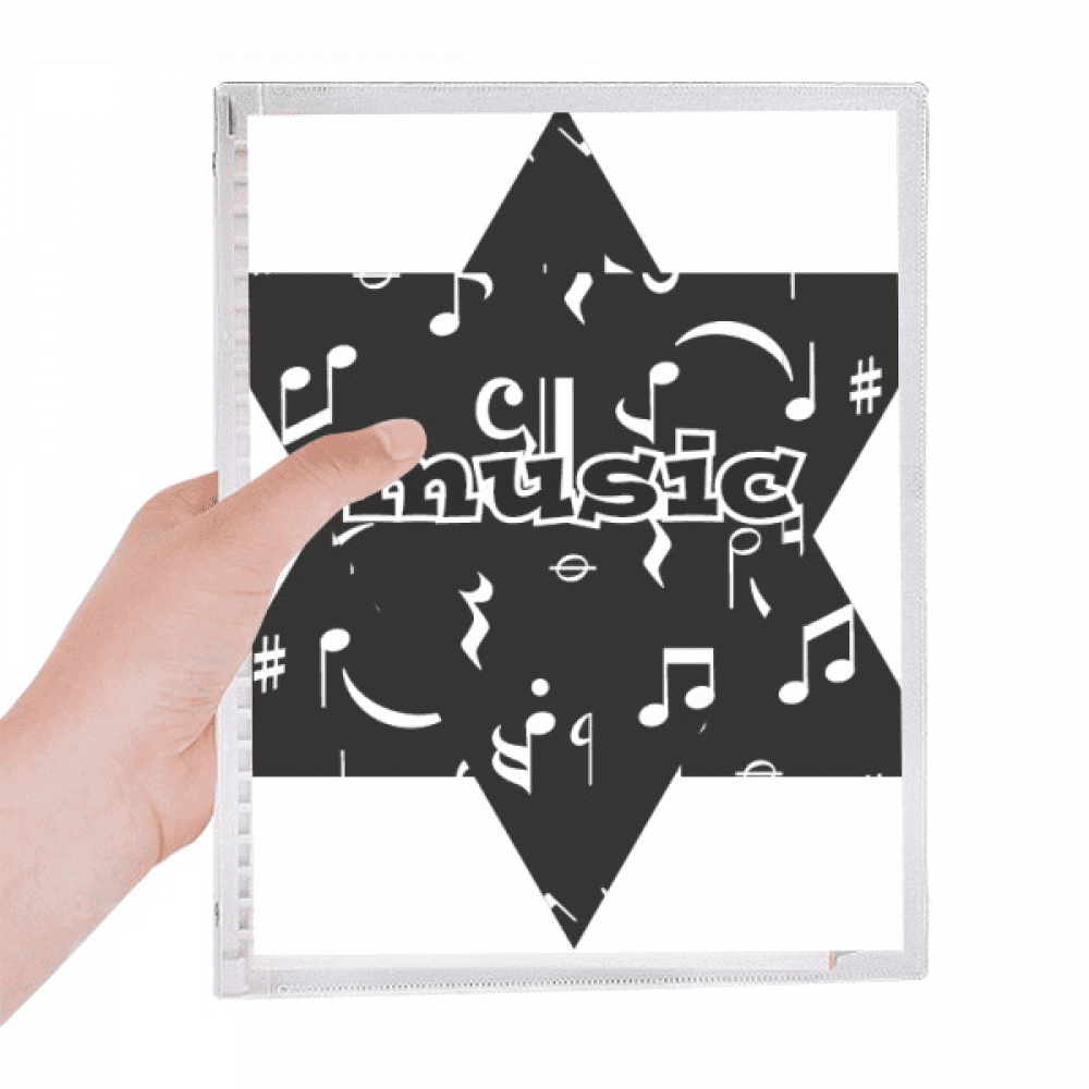 white music bar and notes black notebook loose diary refillable journal statiry