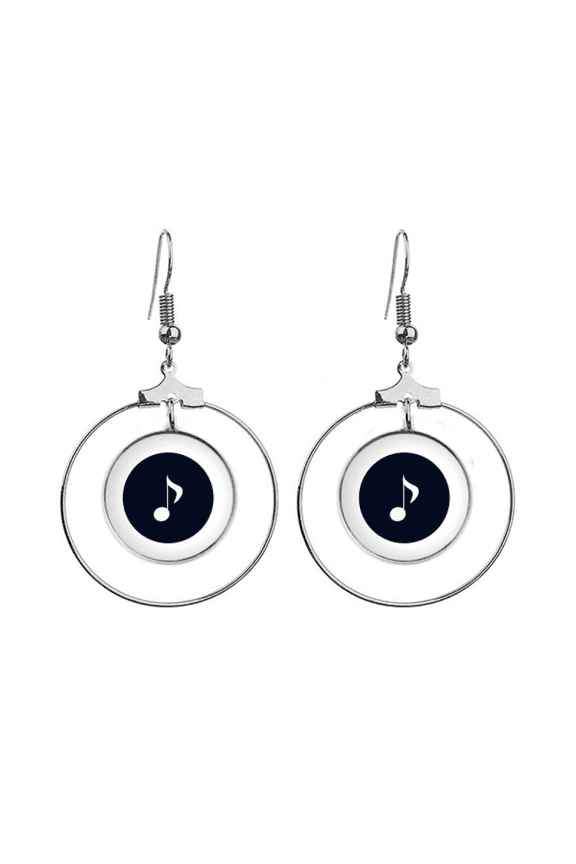 white music quaver notes black earrings dangle hoop jewelry drop circle