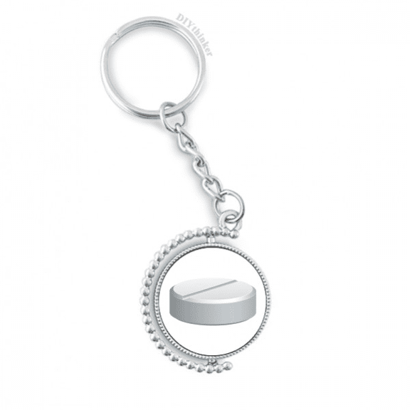 white pill health care products pattern rotatable keyholder disc accessories chain clip