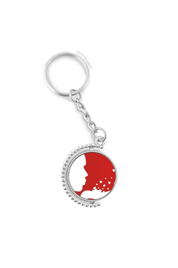 white profile outline valentine's day rotatable keyholder disc accessories chain clip
