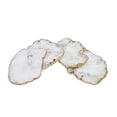 thumbnail image 1 of Godinger Set of 4 White Quartz Coaster Brass Edge, 1 of 2