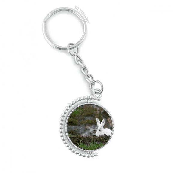 white rabbits science nature scenery rotatable keyholder disc accessories chain clip