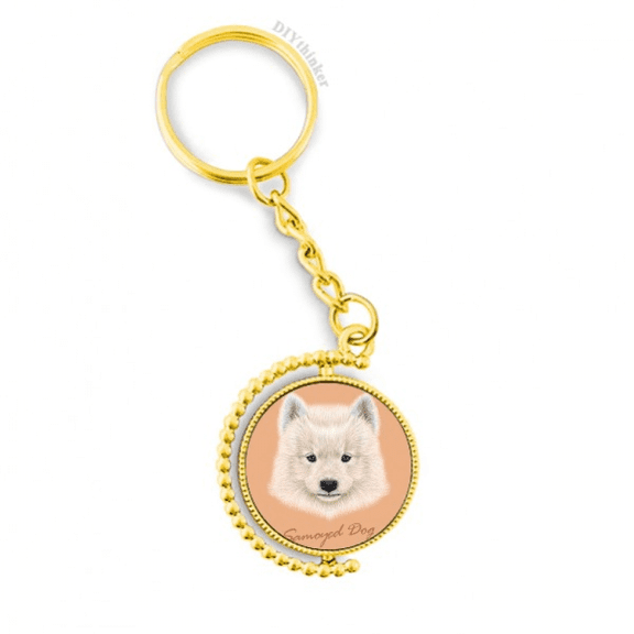 white samoyed dog pet animal metal connector key chain  accessory en keyholder