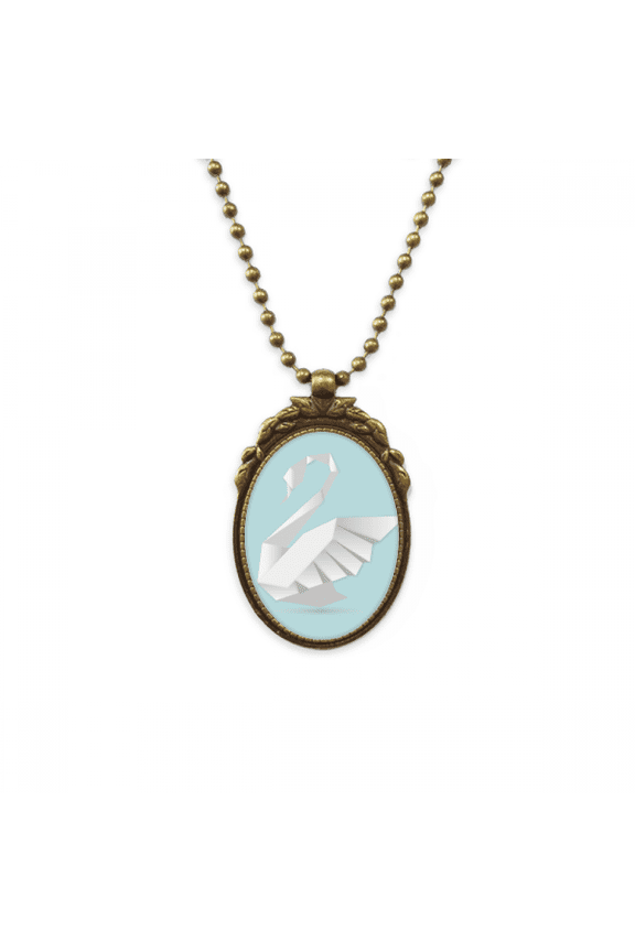 white swan pattern antique necklace vintage bead pendant keychain