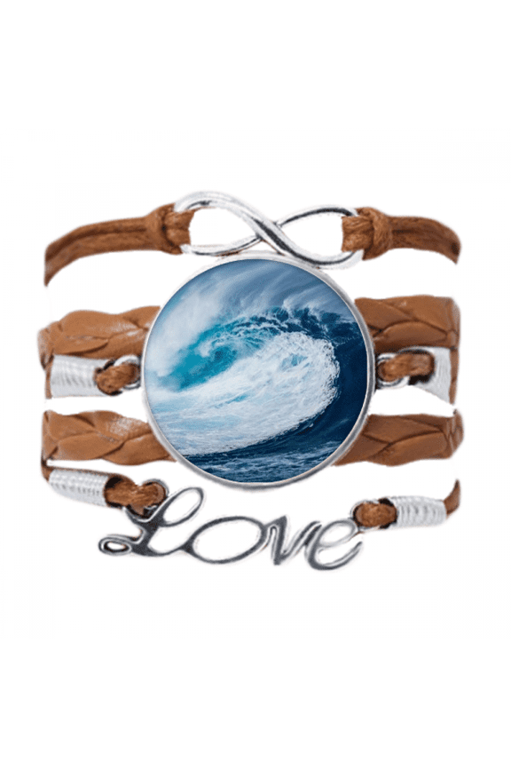 white wave sea water science nature picture bracelet love chain ornament wristband