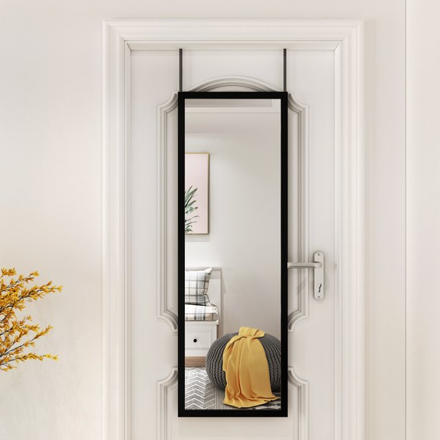 whitebeach Over The Door Wall Mirror Full Length Door Mirror,Black