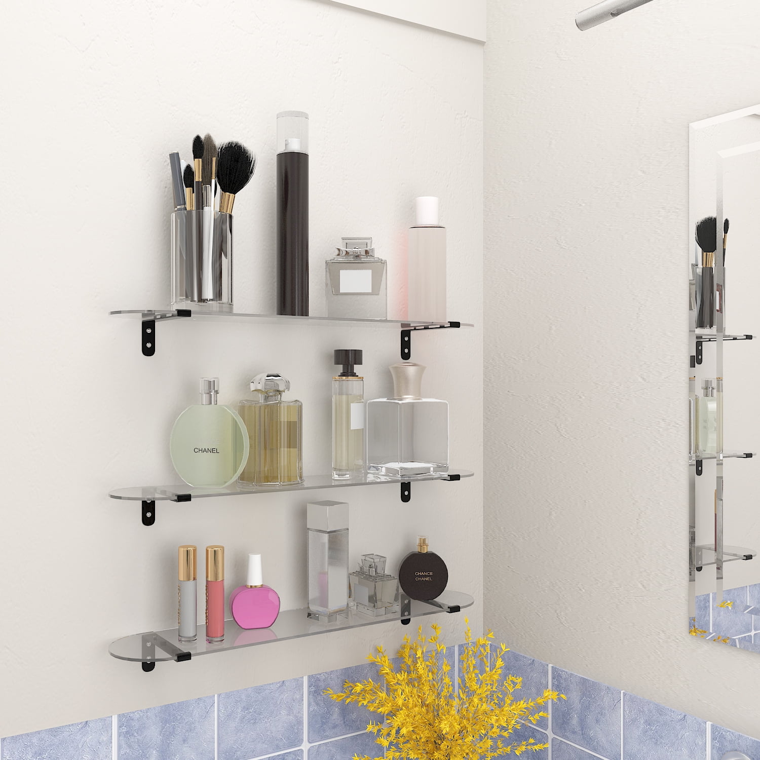Cómo decorar estanterías de baño  Floating shelves, White floating  shelves, Floating shelves bathroom