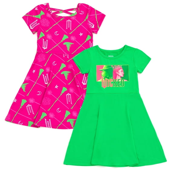 wicked Elphaba Glinda 2 Pack Skater Dresses Logo Toddler to Big Kid