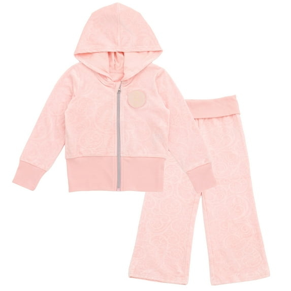 wicked Glinda Velour Zip Up Hoodie and Flare Pants Outfit Set Paisley Toddler to Big Kid