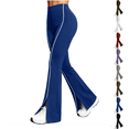 thumbnail image 1 of wide leg sweatpants women Nelozsy Women's Fashion Solid Color Elastic Waist White Stripe High Waist Split Flare Sweatpants Long Pants Blue XL, 1 of 3