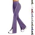 thumbnail image 1 of wide leg sweatpants women Nelozsy Women's Fashion Solid Color Elastic Waist White Stripe High Waist Split Flare Sweatpants Long Pants Purple XXL, 1 of 2