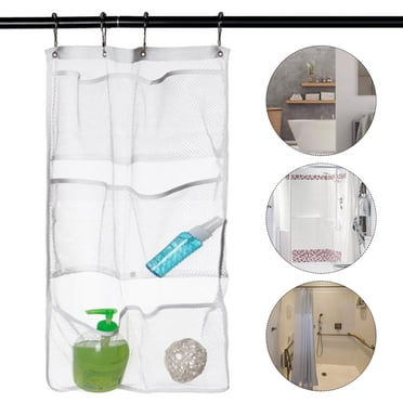 Fznkrag 6 Pockets Hanging Mesh Storage Bags, Shower Curtain Caddy ...