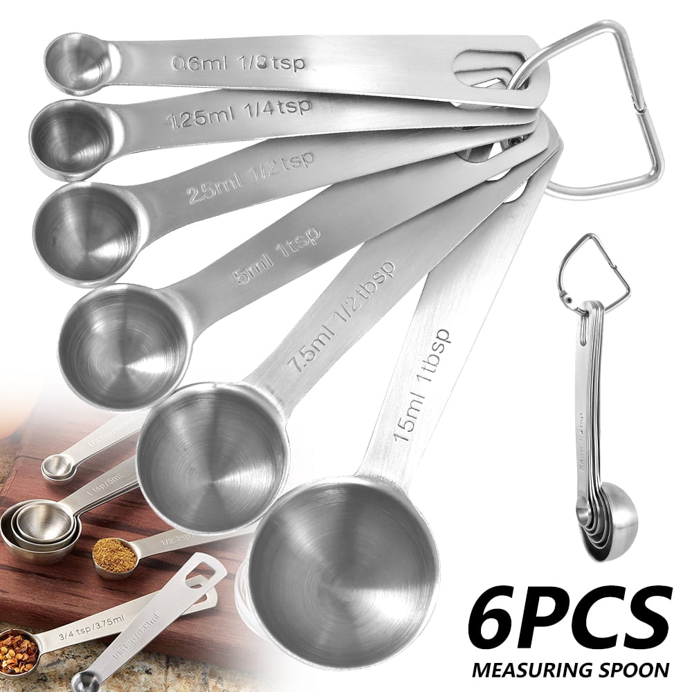 widshovx 6 Pieces Heavy Duty Stainless Steel Metal Measuring Spoons for Dry  or Liquid 