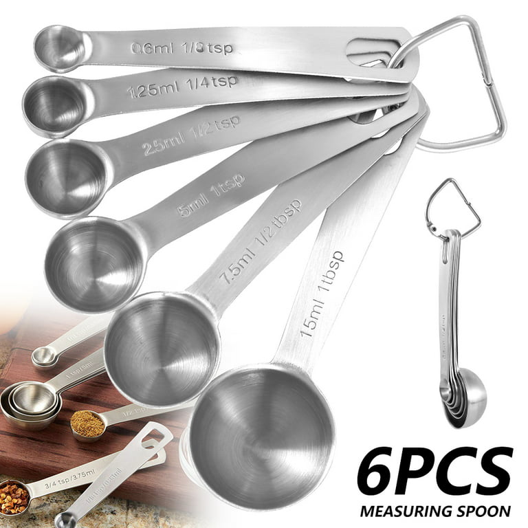 6-Piece Stainless Steel Measuring Spoon Set