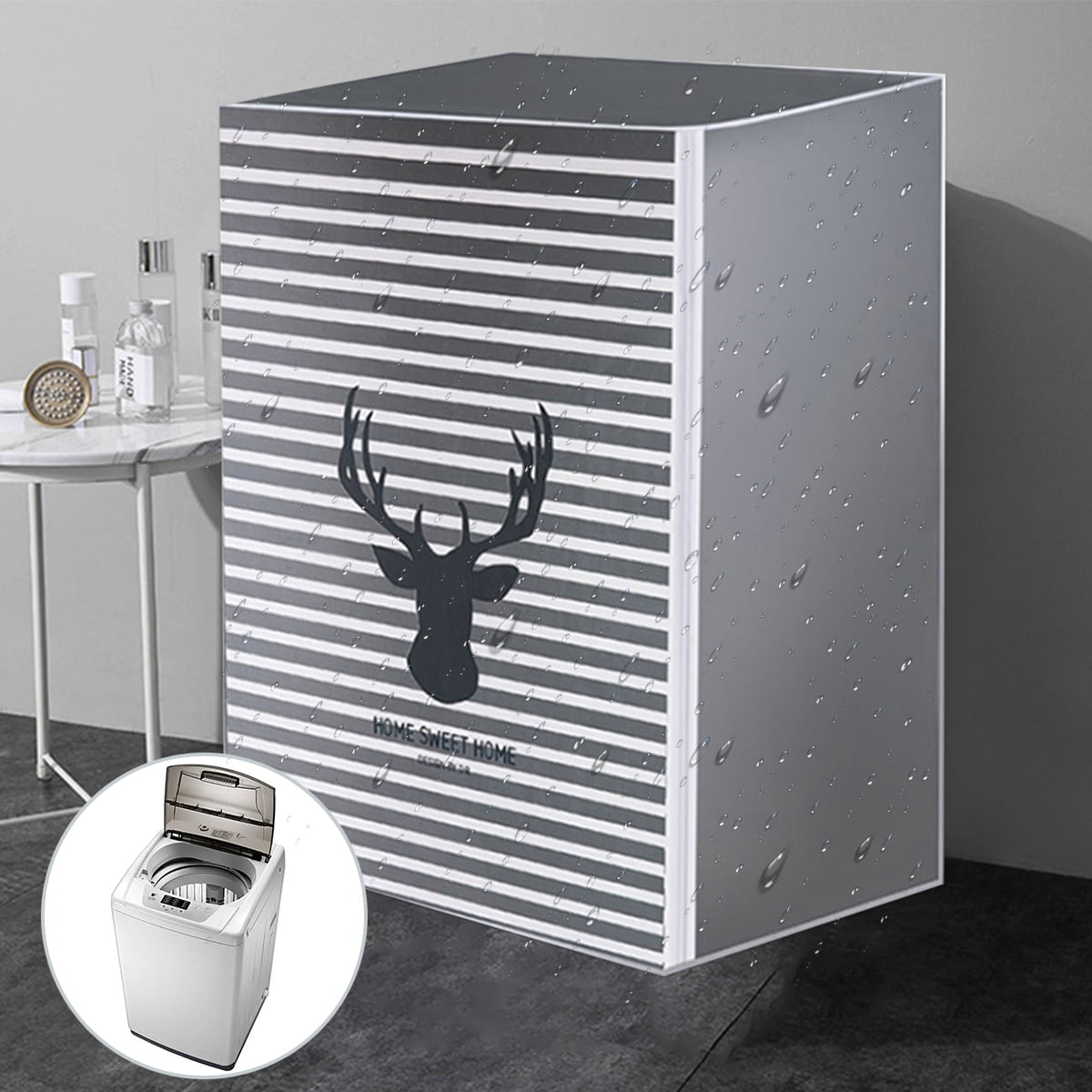 widshovx Universal Washing Machine Cover with Zipper PEVA Washer Cover