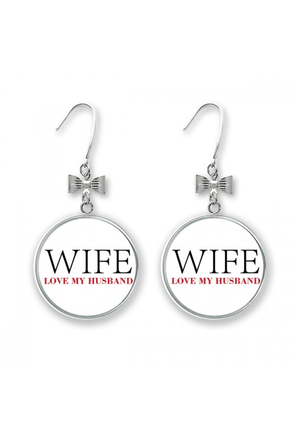 wife love husbands art deco fashion bow earrings drop stud pierced hook