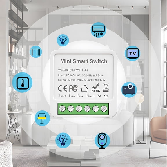 wifi Wifi WiFi Smart Light 16A DIY Circuit Breaker Timed Light Switch 1 Gang 2-Way Control Tuya Wireless On-Off Smart Wall Switch Module Voice Control Compatible with