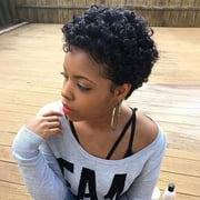 wigs human hair Black wig Black Wavy Short Curly Hair Short Curly Wig Female Headgear Suitable for Women's Wigs Black Wig