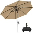 thumbnail image 1 of wikiwiki 10FT Patio Umbrellas with Base Included, Outdoor Umbrella with Sandbag Base, 8 Sturdy Ribs, Fade Resistant Waterproof POLYESTER DTY Canopy for Garden, Lawn, Deck, Backyard & Pool，Tan, 1 of 5