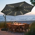 thumbnail image 1 of wikiwiki 10FT Solar Patio Offset Umbrella Outdoor Cantilever Umbrella Hanging Umbrellas with Weighted Base, Market Patio Umbrella for Backyard, Garden & Deck, Dark Gray, 1 of 5