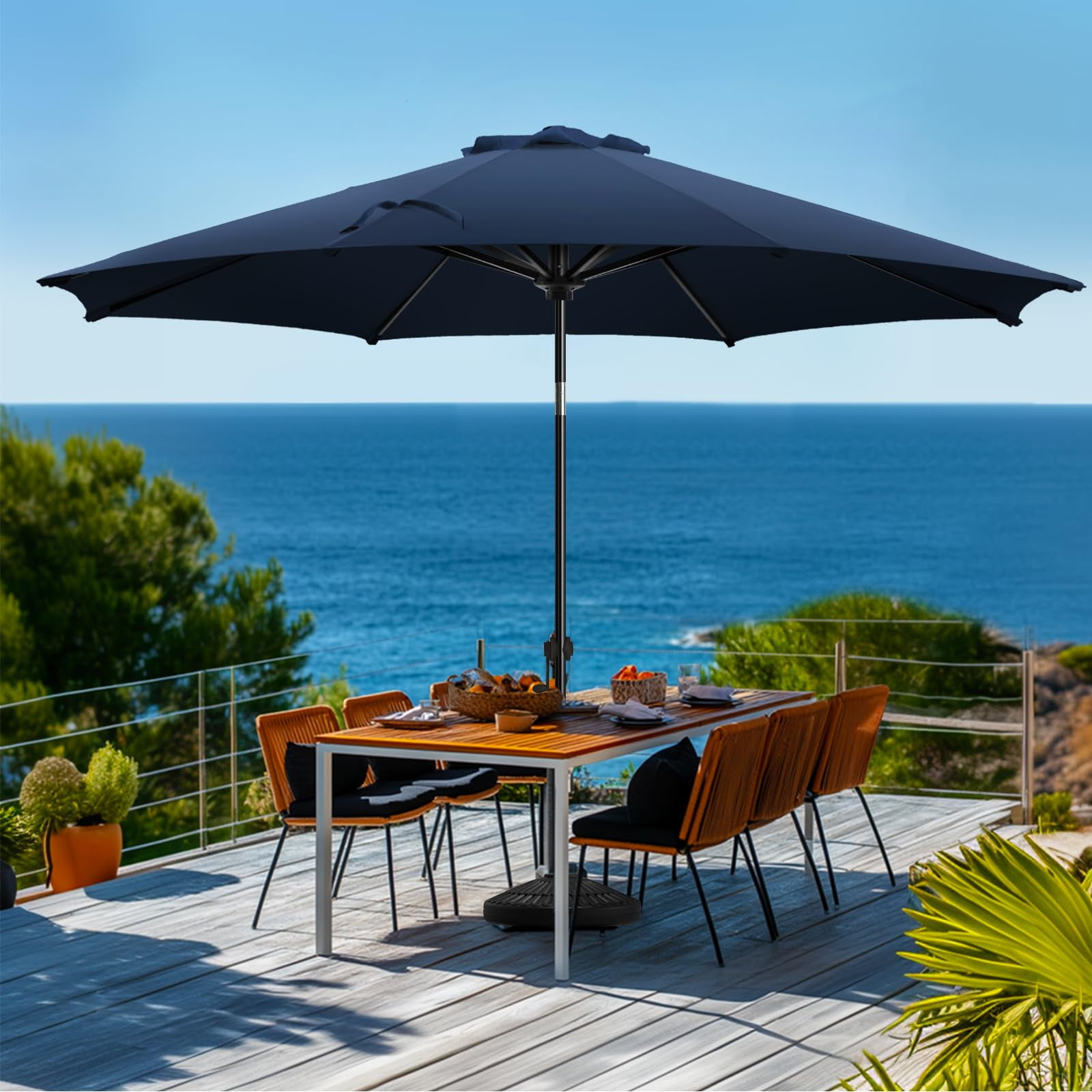 wikiwiki 11 FT Patio Umbrellas Outdoor Table Market Umbrella with Push Button Tilt/Crank,8 Sturdy Ribs, Fade Resistant Waterproof POLYESTER DTY Canopy ... wikiwiki 11 FT Patio Umbrellas Outdoor Table Market Umbrella with Push Button Tilt/Crank,8 Sturdy Ribs, Fade Resistant Waterproof POLYESTER DTY Canopy ...
