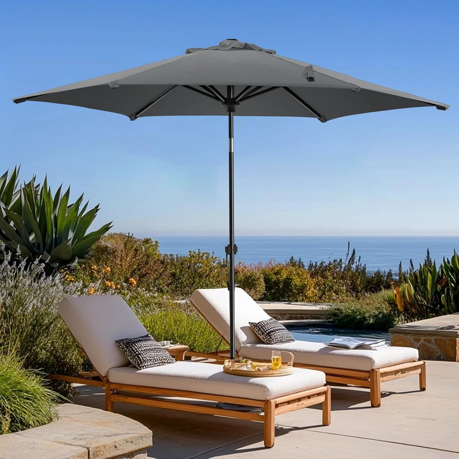 blissun 7.5 patio umbrella ft Solar Umbrella, 18 LED Lighted Umbrella, Table Market Umbrella, Tan : Patio, Lawn & Garden Umbrella base is NOT included Review Blissun 7.5 ft Patio