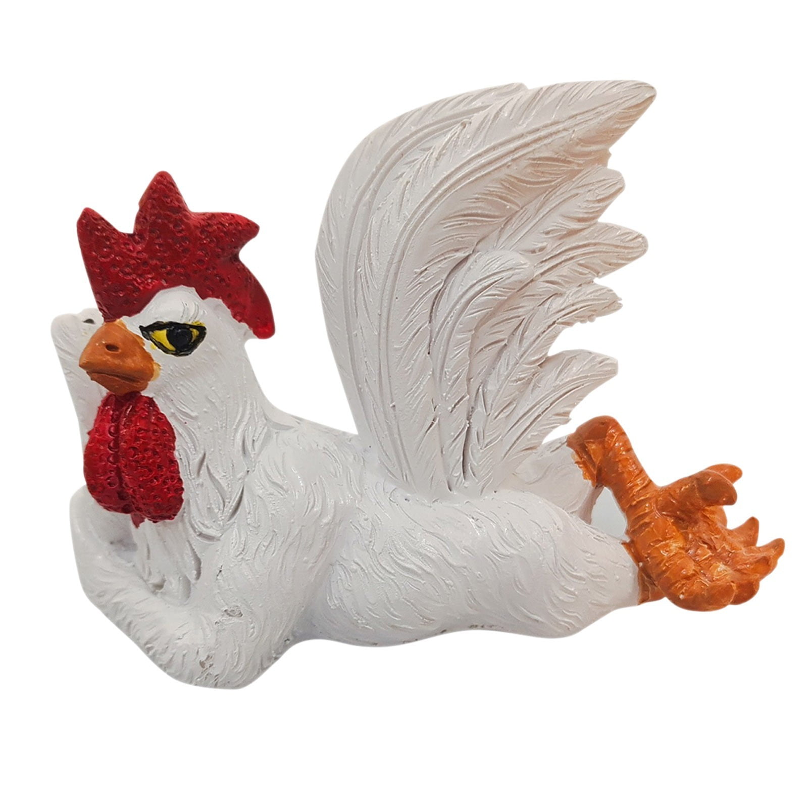 White and Red Resin Rooster Statue for Home Decor