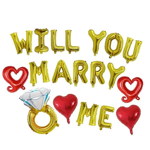 will you Marry Me Balloons Proposal Party Backdrop Bachelorette Party Wedding Favor Proposal Foil Balloon Wedding Decorations (gold)