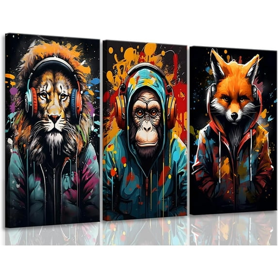 william morris animal wall art Fox rabbit sika deer Canvas Posters Prints Forest Wild Animal Pictures Paintings Gothic Botanical Floral Oil Wall Decor for Bedroom(only canvas)