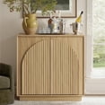 thumbnail image 1 of win2win Fluted Sideboard Buffet Cabinet with Storage, 31.5" Modern Boho Accent Cabinet with Double-Layered Arch Doors, Small Wood Console Credenza for Living Room, Dining Room, Entryway, Hallway, Oak, 1 of 10