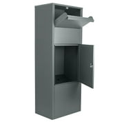 winbest Large Steel Freestanding Floor Parcel Lockable Drop Slot Mail Box, Grey