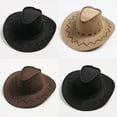 thumbnail image 1 of windfall Cowboy Cap Solid Color Wide Brim Hat Party Costume Accessory, 1 of 6