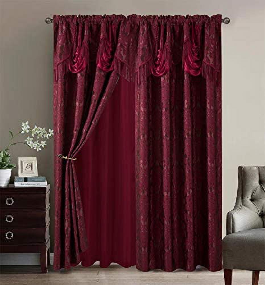 window drape fancy jacquard curtain panels set w attached valance