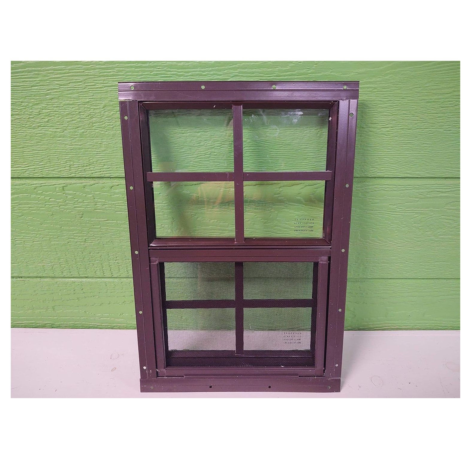 windows 12 x 18 brown flush mount